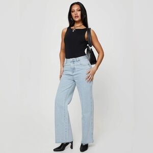 Princess Polly Arlington Straight Leg Denim Jeans Light Wash